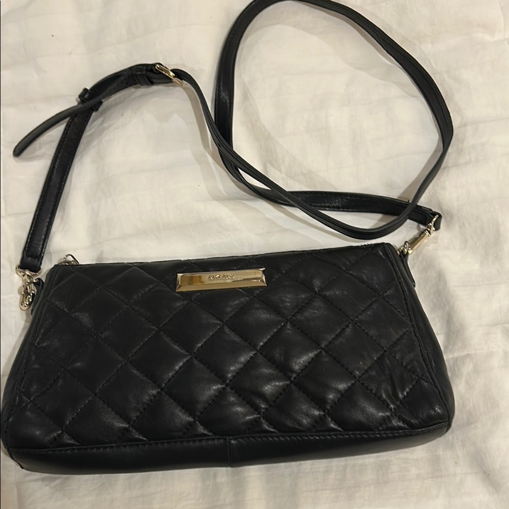 Dkny Black Quilted Shoulder Bag with Gold Hardware